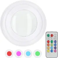 Cepewa LED Leuchten 5er Set zum Kleben weiß RGB 12 Farben Ø7cm Kunststoff Touch-Schalter Fernbedienung Timerfunktion batteriebetrieben Nachtlicht