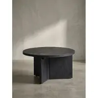 KADIMA DESIGN Couchtisch 60x60x33 cm Mango Massivholz Schwarz Sofatisch Rund, Design Wohnzimmertisch Dreibein, Kaffeetisch Wohnzimmer Niedrig Modern mit natürlicher Holzmaserung