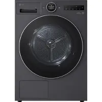 LG RT90X8B, Freistehend, Frontlader, Wärmepumpe, Schwarz, Metallisch, Drehregler, Berührung, Links