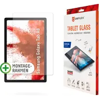 Displex Tablet Glas (9H) für Samsung Galaxy Tab A8, Eco Montagerahmen, unzerbrechlich, ultraflach, unsichtbar