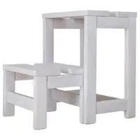 Wellhome - Trittleiter mit 2 Stufen aus Holz, Weiß-Finish 32x23x40 cm