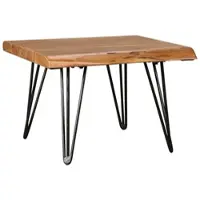 KADIMA DESIGN Design Couchtisch Sheesham Massivholz Tisch Baumkante 56 x 38 x 51 cm, Sheesham Holztisch mit Metallbeinen, Wohnzimmertisch im rustikalen Landhausstil