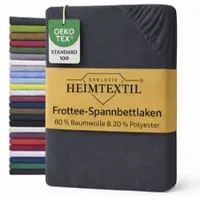 EXKLUSIV HEIMTEXTIL Frottee Spannbettlaken Rundumgummizug Marke 180 x 200 cm Anthrazit 80% Baumwolle 20% Polyester Öko - Tex Zertifiziert Bed-Sheet