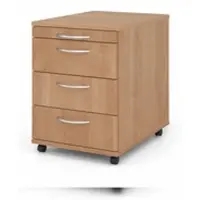 Proregal Rollcontainer Karri | Nussbaum | HxBxT 59x42,8x58cm | Bogengriff | 3 Schübe | Kugelführung, Teilauszug