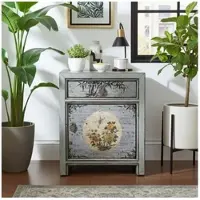 OPIUM OUTLET Möbel Kommode Nachttisch Nachtschrank Nachtkonsole Nachtkästchen asiatisch chinesisch orientalisch Holz grau 35191-13