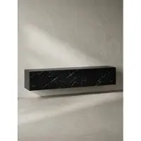 KADIMA DESIGN Lowboard Hängend Marmor-Optik Schwarz 160x30x30 cm TV-Schrank, Design Fernsehtisch mit Klapptüren Modern, Fernsehschrank Wand, TV-Kommode Fernsehkommode zum Aufhängen