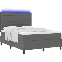 vidaXL Boxspringbett mit Matratze Dunkelgrau 140 x 200 cm Stoff