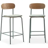 CALICOSY 2er-Set Barkrukken ADRIANA in Aquamarin - (W) 42 x (H) 66 x (L) 48 cm | Gr.: onesize