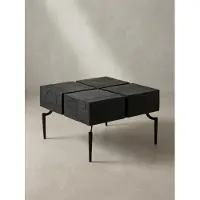 KADIMA DESIGN Couchtisch Mango Massivholz 60x60x40 cm Quadratisch mit Metallgestell, Kleiner Sofatisch Würfel-Form, Wohnzimmertisch Couch Modern, Kaffeetisch Cube Schwarz