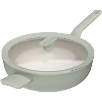 Berghoff Leo Wokpfanne, 32 cm, grün, Aluminium, induktionsgeeignet, keramikbeschichtet, mit Glasdeckel, antihaft, Cool-Touch-Griff, rund