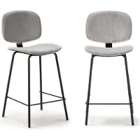 CALICOSY - Set aus 2 Hockern aus Cordstoff mit schwarzen Metallbeinen H65 cm - ARUS