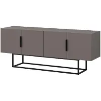 CALICOSY - TV-Schrank mit 4 Türen und Metallbeinen L140 cm - Titan