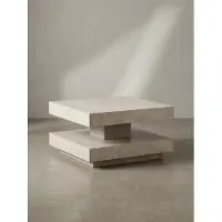 KADIMA DESIGN Couchtisch 60x60x34 cm Sandfarben Sofatisch in Stein-Optik Modern, Design Wohnzimmertisch mit Stauraum Quadratisch, Loungetisch Beige, Kaffeetisch Klein