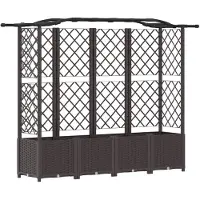 vidaXL Hochbeet mit Rankgitter und Dach Braun 204 x 40 x 138 cm PP