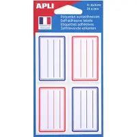 Agipa Buchetiketten, rot/blau, 36 x 56 mm, liniert