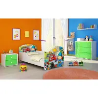 ACMA I Jugendbett Kinderbett Junior-Bett Komplett-Set mit Matratze Lattenrost Weiß 45 Mechaniker 140x70