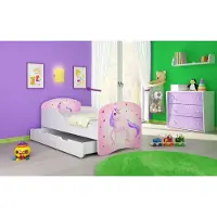 ACMA I Jugendbett Kinderbett Junior-Bett Komplett-Set mit Matratze Lattenrost Weiß 17 Pony 140x70 + Bettkasten