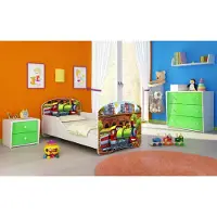 ACMA I Jugendbett Kinderbett Junior-Bett Komplett-Set mit Matratze Lattenrost Weiß 44 Lokomotive 160x80