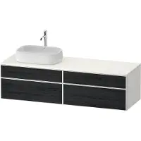 Duravit Zencha Konsolenwaschtischunterbau, 1600x550mm, 2 Auszüge, 2 Schubkästen, 1 Ausschnitt links, ZE4824, ZE4824L16840000, Farbe: Front: Eiche Schwarz/Korpus: Weiß supermatt