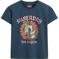 Superdry für Damen. W1011332A Tattoo Strass-T-Shirt navy (M), Lässig, Baumwolle, Kurzarm, Marine