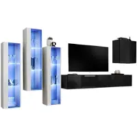 Meublorama AM-SWITCH 13-WS SW 13*5C/96KG, 5 Tür(en), Schwarz, Mitteldichte Faserplatte (MDF), 9 Schublade(n), 400 mm, 3300 mm