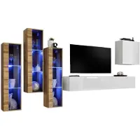 Meublorama AM-SWITCH 13-WTW SW 13*5C/96KG, 5 Tür(en), Weiß, Mitteldichte Faserplatte (MDF), 9 Schublade(n), 400 mm, 3300 mm