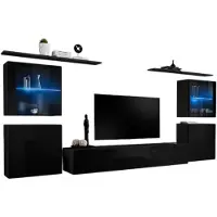 Meublorama AM-SWITCH 14-ZZ SW 14*7C/98KG, 2 Regale, 4 Tür(en), Schwarz, Mitteldichte Faserplatte (MDF), 4 Schublade(n), 400 mm