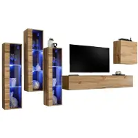 Meublorama AM-SWITCH 13-WT SW 13*5C/96KG, 5 Tür(en), Braun, Mitteldichte Faserplatte (MDF), 9 Schublade(n), 400 mm, 3300 mm