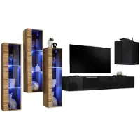 Meublorama AM-SWITCH 13-WTS SW 13*5C/96KG, 5 Tür(en), Schwarz, Mitteldichte Faserplatte (MDF), 9 Schublade(n), 400 mm, 3300 mm