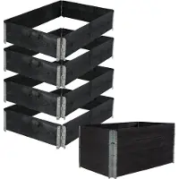 Baumarktplus Hochbeet 4er Set Palettenrahmen Pflanzbeet 120x80x80 cm aus Holz schwarz Garten Balkon stapelbar