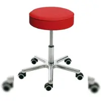 Proregal Drehhocker Indianapolis | Sitzhöhe 46-59cm | Ø 53cm | Tragfähigkeit 110kg | Kunstleder-Sitz | Aluminium-Fußkreuz mit Rollen | Feuerrot