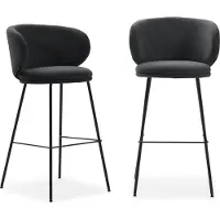 CALICOSY BARHOCKER (Set aus 2) aus Stoff mit schwarzen Metallbeinen - rush 56/53/65 cm