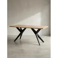 KADIMA DESIGN Esszimmertisch 160x80x76 cm Akazie Massivholz Metall Esstisch Loft-Style, Küchentisch mit Metallbeinen, Holztisch Industrial Groß, Speisetisch Esszimmer Rechteckig