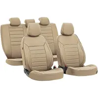 Lampa Luxury Sitzschonbezug Sitzbezüge Set Vorne Universal Kunstleder Beige