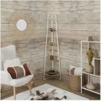 Home Deco Factory Eckregal in Hellbraun/ Weiß - (B)34 x (H)180 x (T)34 cm - onesize