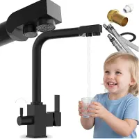 Granitan | Küchenarmatur Node - Schwarz - Gesamthöhe 310 mm - 360° Schwenkbar - Wasserfilterarmatur