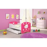 ACMA I Jugendbett Kinderbett Junior-Bett Komplett-Set mit Matratze Lattenrost Weiß 16 Sweet Kitty 2 180x80 + Bettkasten