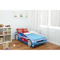 ACMA Jugendbett Kinderbett Auto-Bett Junior Cars Bett Komplett-Set mit Matratze, Lattenrost und Rausfallschutz 140x70cm - CAR-2