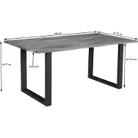 Casa Massiva Esszimmertisch 100 x 70 cm Insa, echte Baumkante, Akazienholz naturfarben, massiver Baumkantentisch mit U-Gestell Mattschwarz