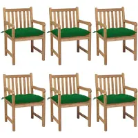 vidaXL "2024 Moderne" Gartenstühle 6 Stk. mit Grünen Kissen Massivholz Teak - Gartenstühle Neu3105165