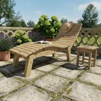 TUGA-Holztech Holzliege Wellenliege Gartenliege Relaxliege "Liege-Franzi" (Zirbe) Breite 70cm Einstiegshöhe 50cm mit Füßen