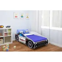 ACMA Jugendbett Kinderbett Auto-Bett Junior Cars BettKomplett-Set mit Matratze, Lattenrost und Rausfallschutz 160x80 cm - CAR-3