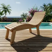 TUGA-Holztech Holzliege Wellenliege Gartenliege Relaxliege "Liege-Franzi" (Lärche) Breite 70cm Einstiegshöhe 60cm mit Füßen
