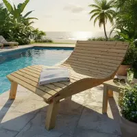 TUGA-Holztech Holzliege Wellenliege Gartenliege Relaxliege "Liege-Franzi" (Lärche) Breite 140cm Einstiegshöhe 50cm mit Füßen