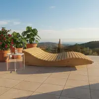 TUGA-Holztech Holzliege Wellenliege Gartenliege Himmelssofa "Pool-Moni" (Lärche) 140cm
