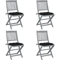 vidaXL Design Klappbare Gartenstühle 4 Stk. mit Kissen Massivholz Akazie, Gartenstühle 2024 Neu