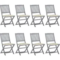 vidaXL "2026 Promotion" Klappbare Gartenstühle 8 Stk. - Hohe Qualität - mit Kissen Massivholz Akazie - Gartenstühle CC4084