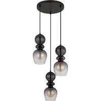 Globo Lighting Hängeleuchte Metall schwarz matt, Glas rauchfarben, klar verlaufend, Kabel PVC schwarz, Höhe kürzbar, ø: 410mm, H: 1500mm, exkl. 3x E27 25W 230V