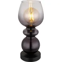 Globo Lighting Tischleuchte Metall schwarz matt, Glas rauchfarben, klar verlaufend, Kabel PVC schwarz, Wippschalter am Kabel, ø: 150mm, H: 344mm, Kabellänge 1500mm, exkl. 1x E27 25W 230V