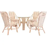 Krines Home Rattan Wintergartenset "Harrison" Wintergarten Garnitur Natur Rattanset Rattangruppe Rattanmöbel (Vintage Weiss)